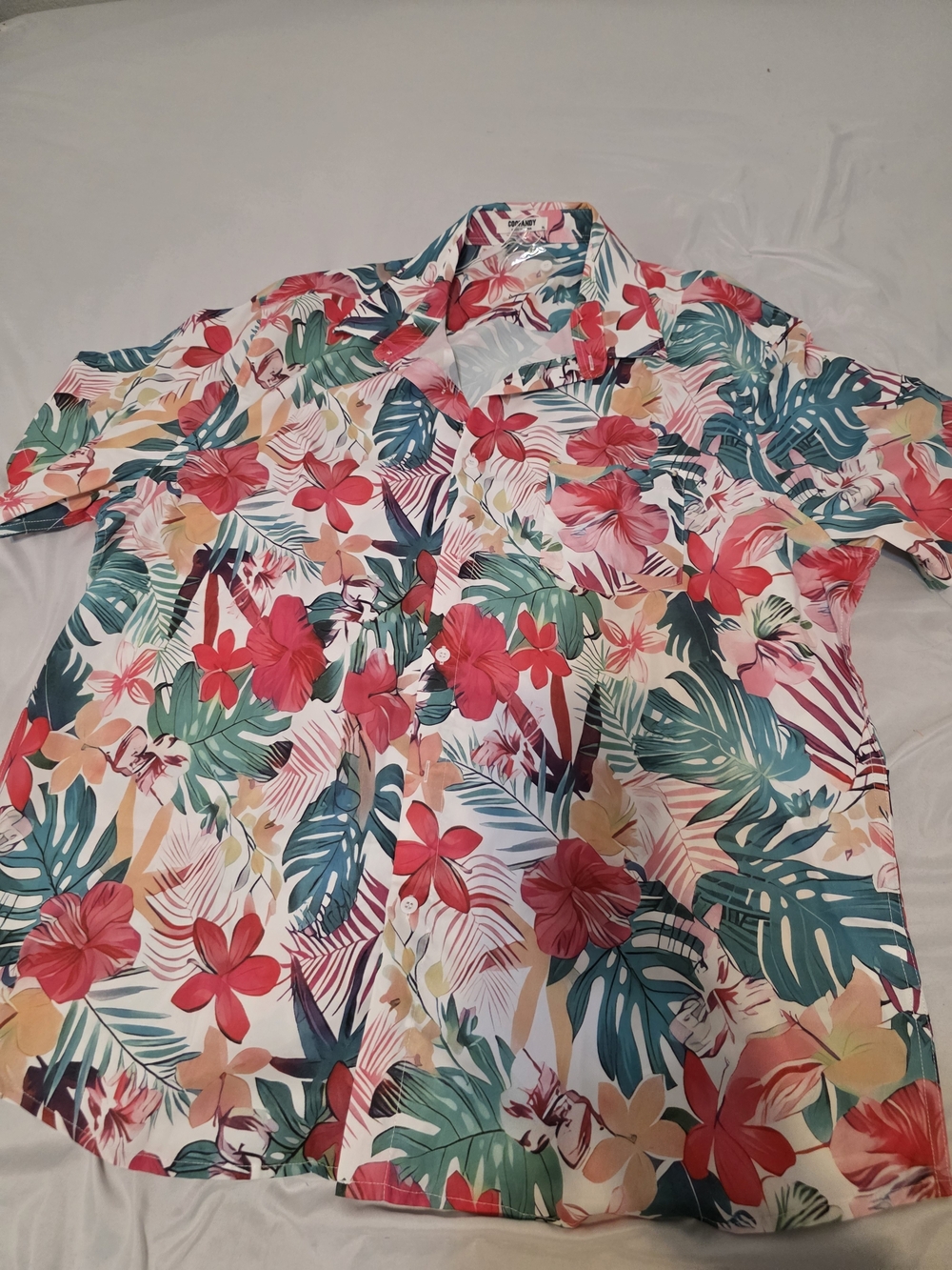 Men's Tropical Floral Short-Sleeve Shirt - Pink & Green